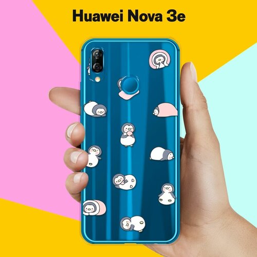 Силиконовый чехол Узор из пингвинов на Huawei Nova 3e силиконовый чехол узор из пингвинов на huawei p smart 2019