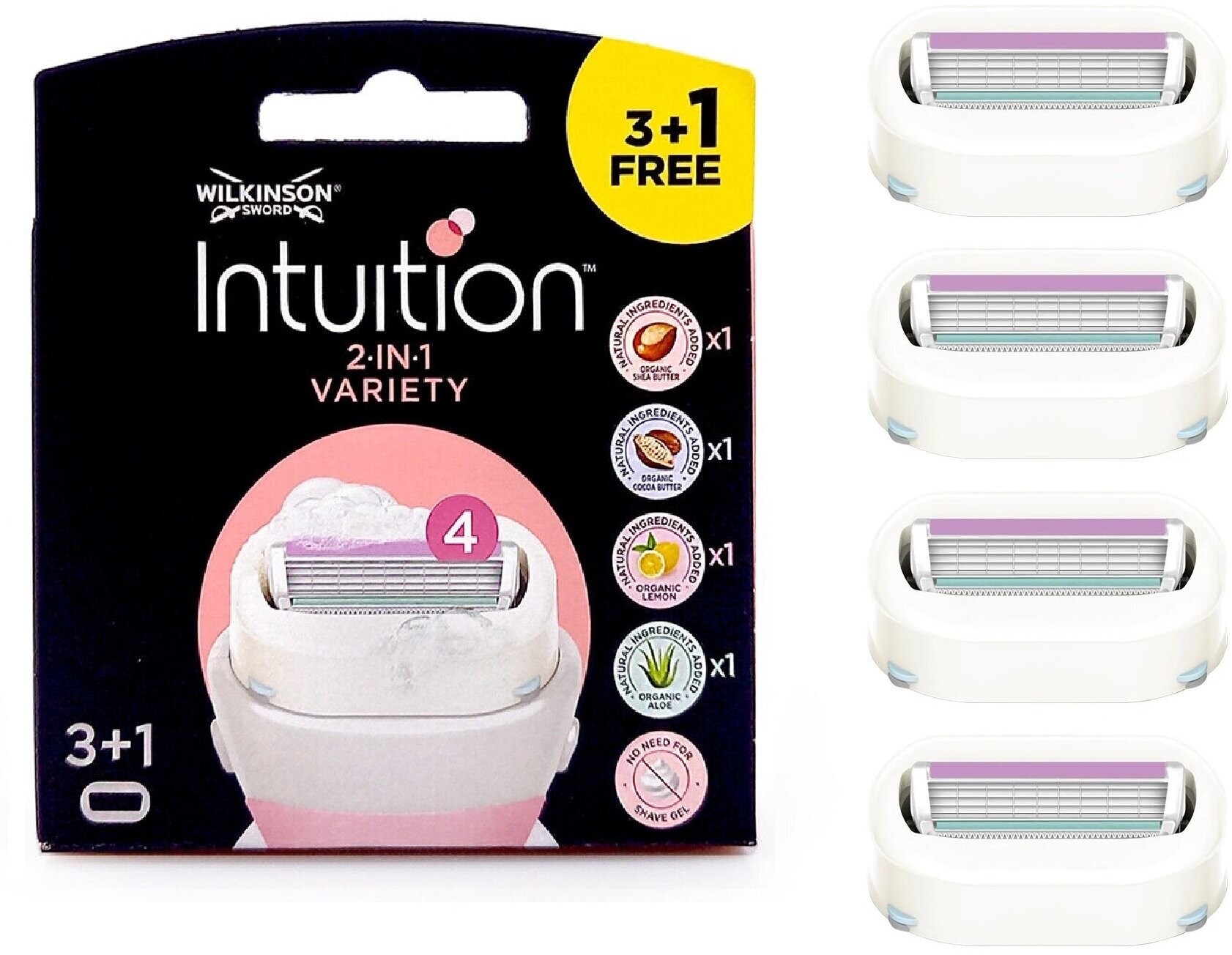 Wilkinson Sword Intuition VARIETY / Сменные кассеты для станка INTUITION ( 4 шт)