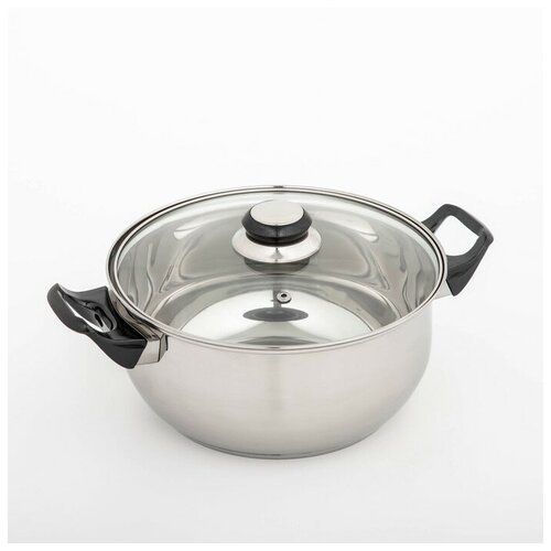 Кастрюля 37 л d22 см капсульное дно стеклянная крышка 1886₽