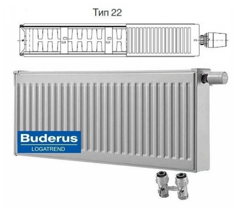 Радиатор панельный Buderus Logatrend VK-Profil 22 500, 24.36 м2, 2436 Вт, 1400 мм.стальной - фотография № 5