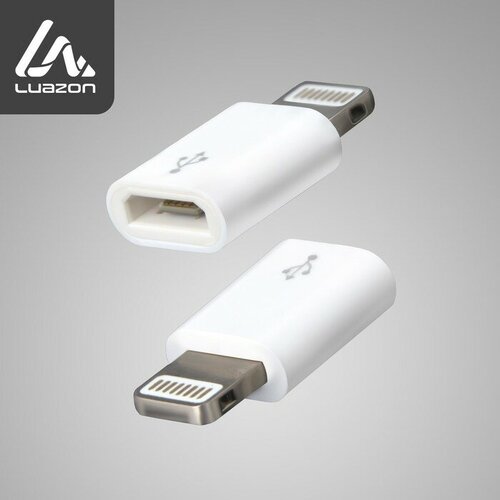 Переходник LuazON LE-015, с microUSB на Lightning, 1 шт, белый попсокет luazon комплект 5 шт со стразами цвет микс luazon home