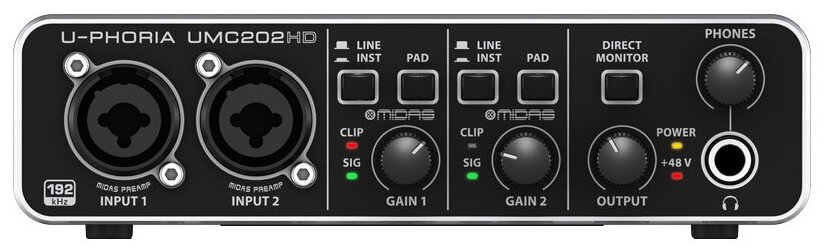 Behringer U-PHORIA (RTL) (Analog 2in/2out, 24Bit/192kHz, USB)