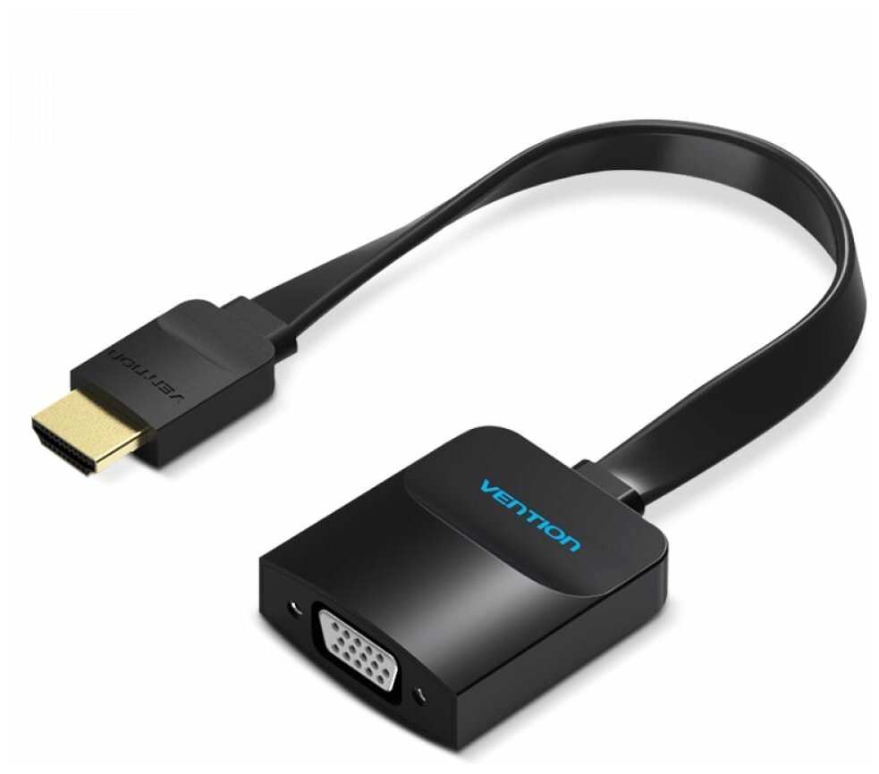 Переходник HDMI (M) - VGA (F) + jack 3,5, 0.15м, Vention, Черный [ACKBB] доп. питание от USB, плоски