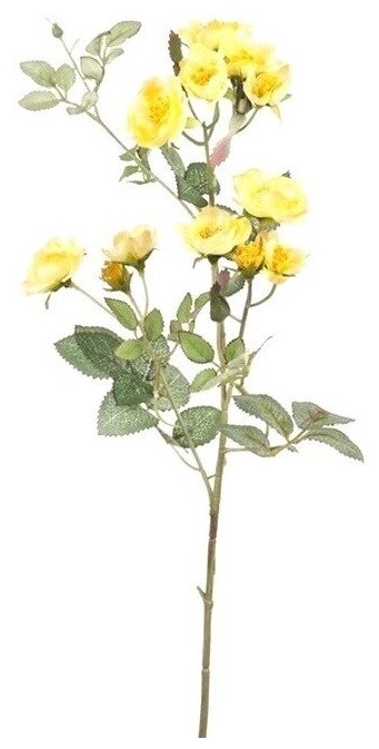 Искусственные цветы роза кустовая желтая 64 см для декора
