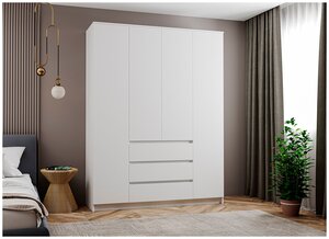Шкаф для одежды для прихожей ДСВ мебель Мори МШ 1600.1, (ШхГхВ): 160.4х50.4х210 см, белый