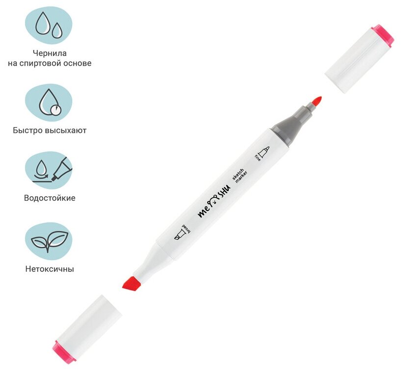 Набор маркеров для скетчинга, 36 цветов, основные цвета Meshu - фото №8