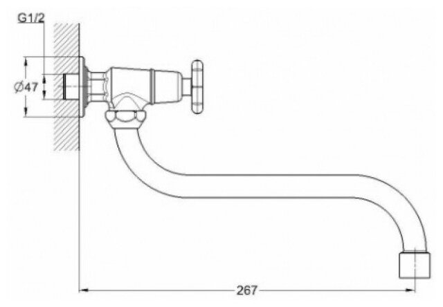 Смеситель Solone JIK13-A102-A на одну воду, настенный - фотография № 4