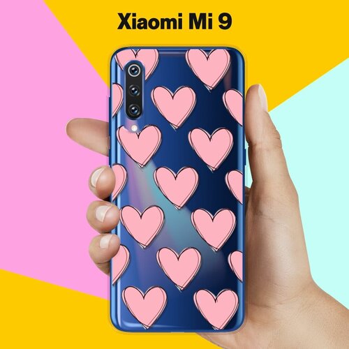 Силиконовый чехол Узор из сердец на Xiaomi Mi 9 силиконовый чехол узор из авокадо на xiaomi mi 9