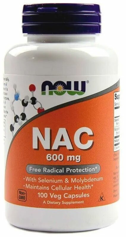 NOW NAC-Acetyl Cysteine 600 мг. (100 капс.)_