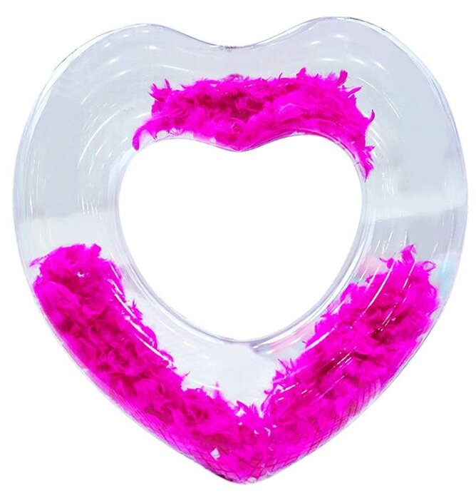 Круг для плаванья 90 см в форме сердца с перьями арт 980056, темно-розовый