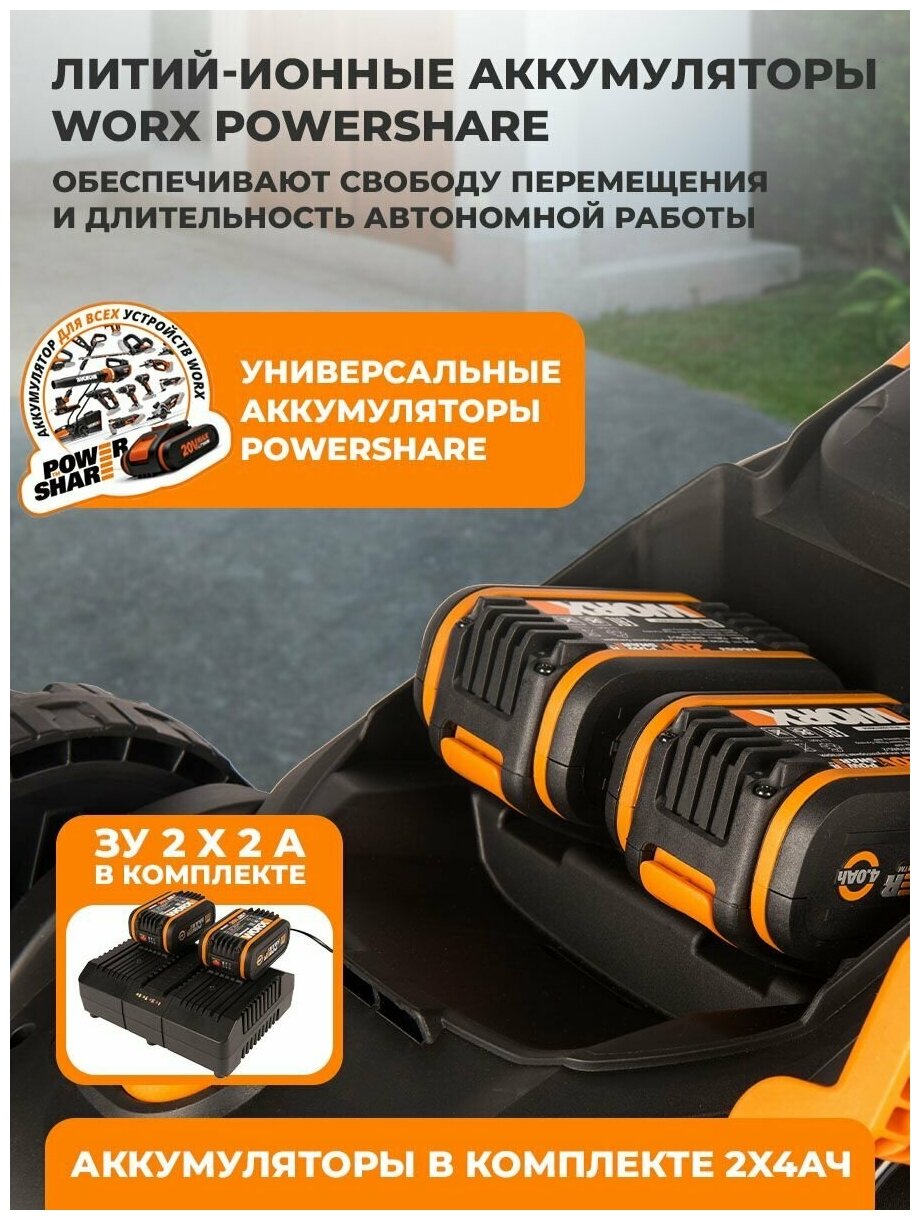 Аккумуляторная газонокосилка WORX - фото №9