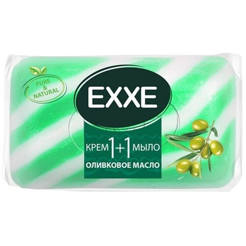 Крем-мыло Exxe, 1+1 Оливковое масло, зеленое полосатое, 80 г(2 шт.)