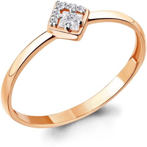 фото Золотое кольцо aquamarine 68499 с фианитом diamant-online