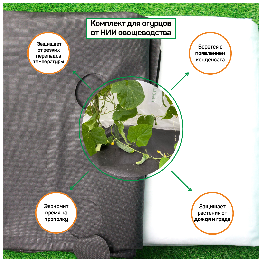 Агротекс Комплект для огурцов от НИИ овощеводства (черный 60-1,06 -6м + микс 40-3 -8м) - фотография № 4