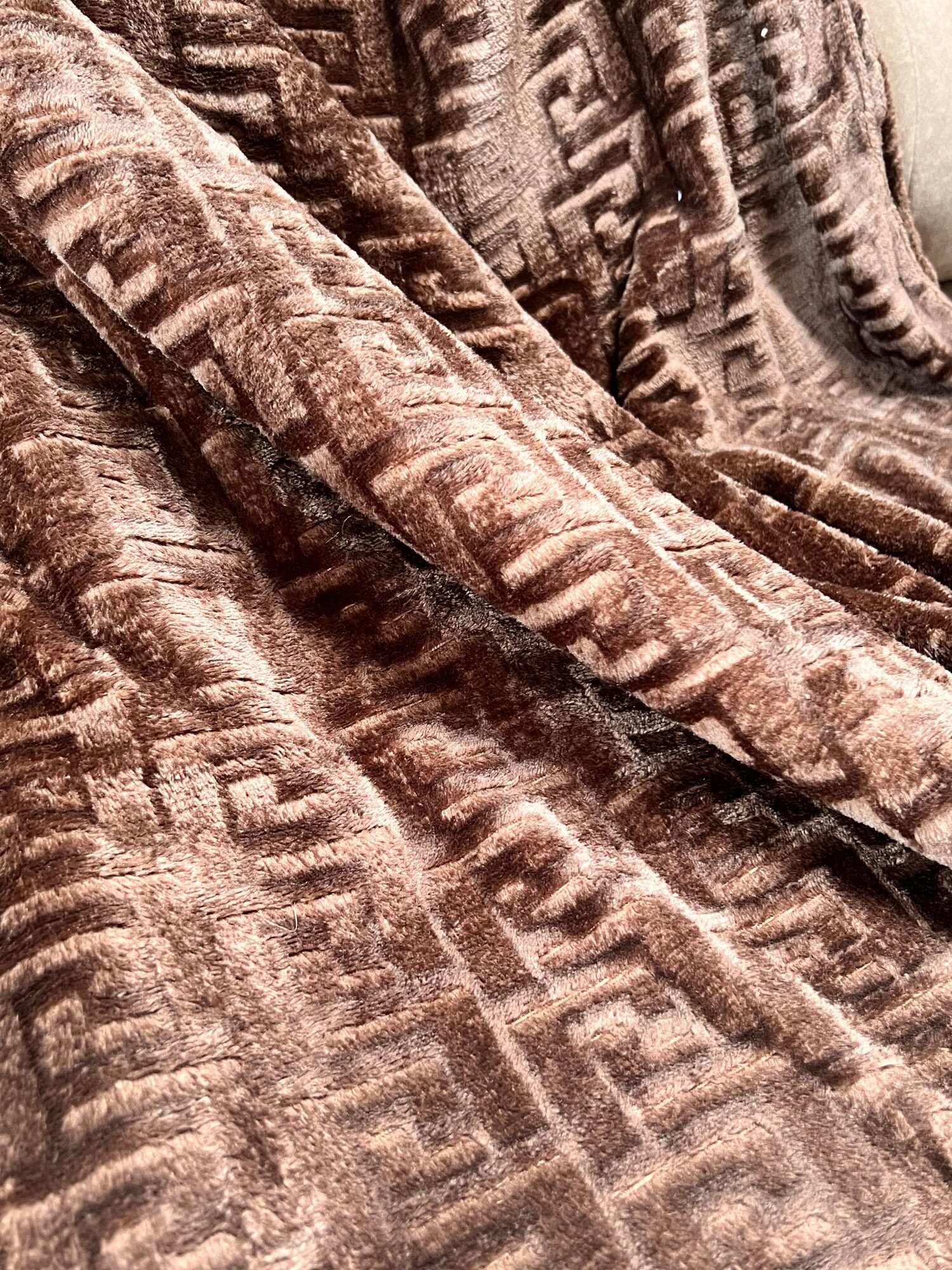 Плед греческий узор, темно-коричневый, Велсофт, 200х220 см - фотография № 2