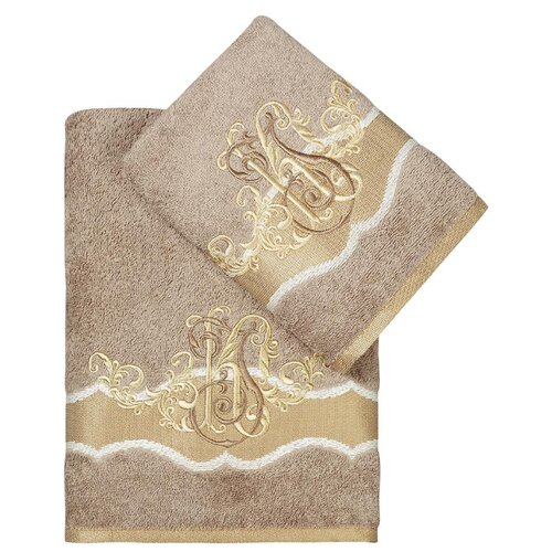 фото Комплект махровых полотенец "karna" adven; кофейный; размер: 50х90-70х140