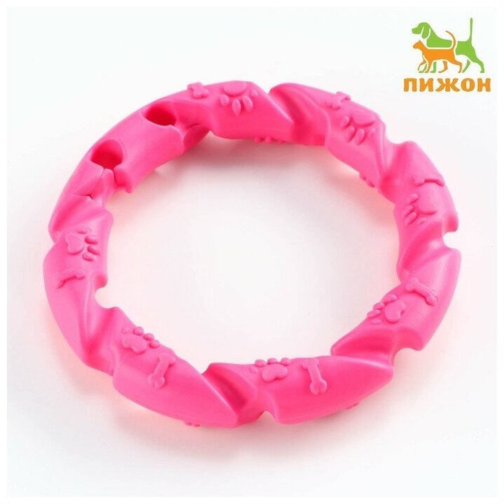 Пижон Игрушка жевательная для собак "Витое кольцо", 11,5 см, розовый - фотография № 1