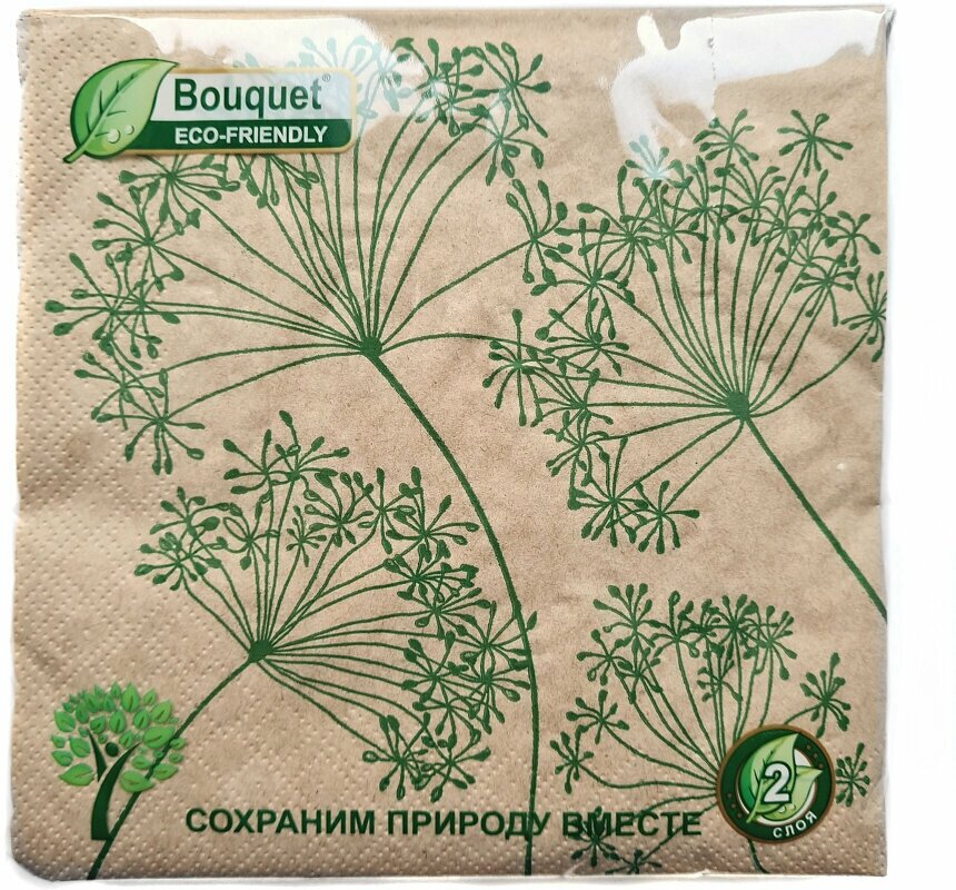 Салфетки Bouquet eco-friendly 33*33, 2хсл.,25л.Крафт «Гармония» - фотография № 2