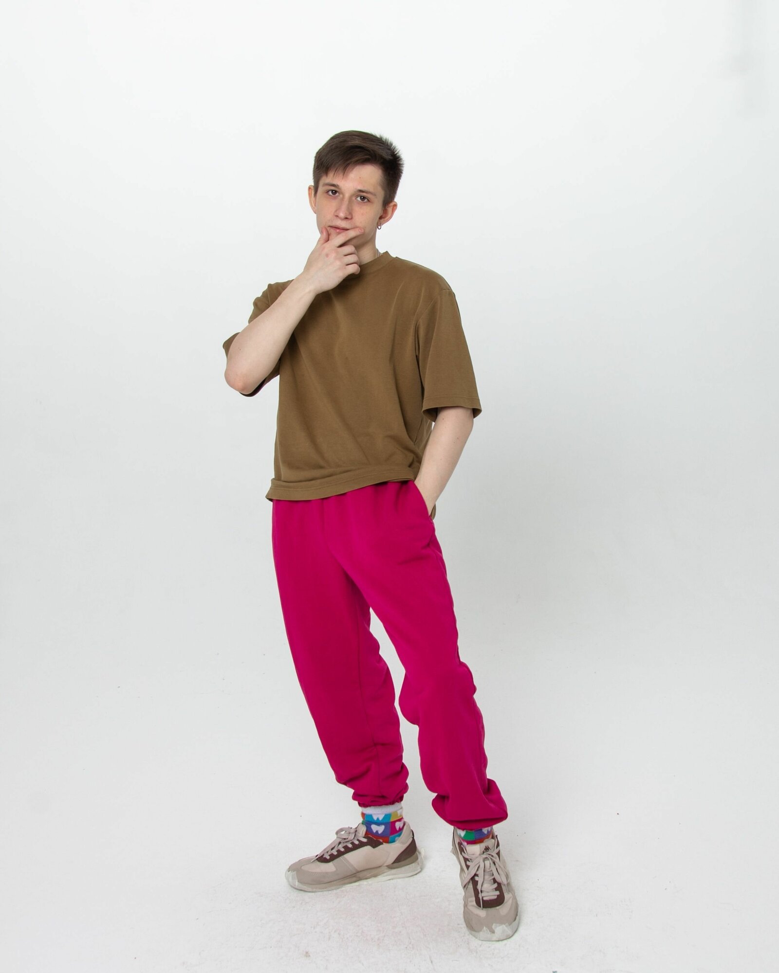 Джоггеры мужские спортивные брюки цвет цвет малиновый размер S