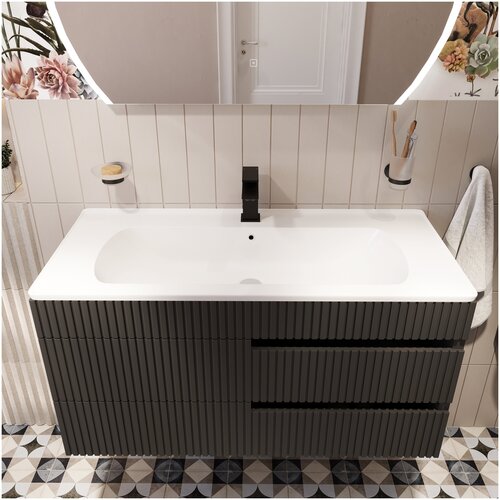 Тумба с раковиной VOQ Drop 100 anthracite