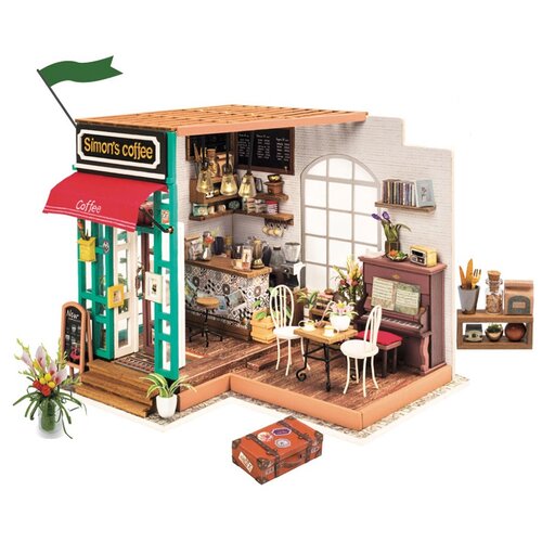 Набор для создания миниатюры (румбокс) Любимая кофейня Цветной деревянный конструктор миниатюра румбокс для ребенка
