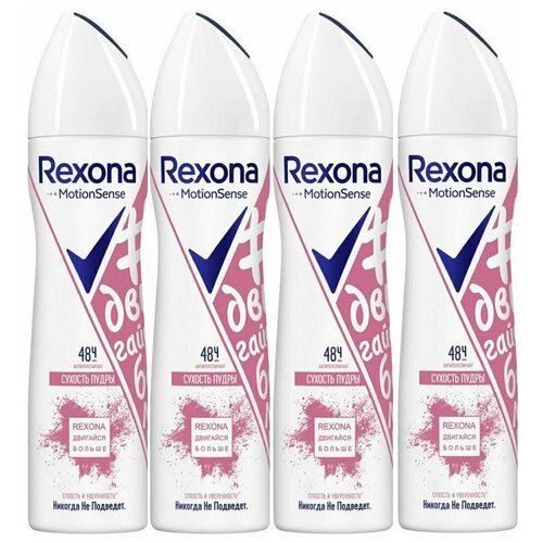 Дезодорант-антиперспирант аэрозоль Rexona Сухость пудры женский 150 мл, 4 упаковки