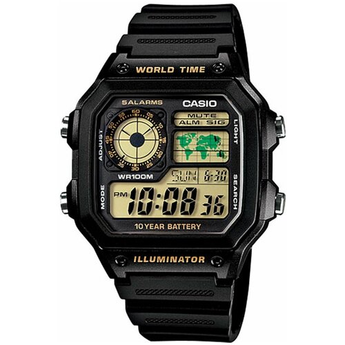 Наручные часы CASIO Collection AE-1200WH-1B, желтый, черный