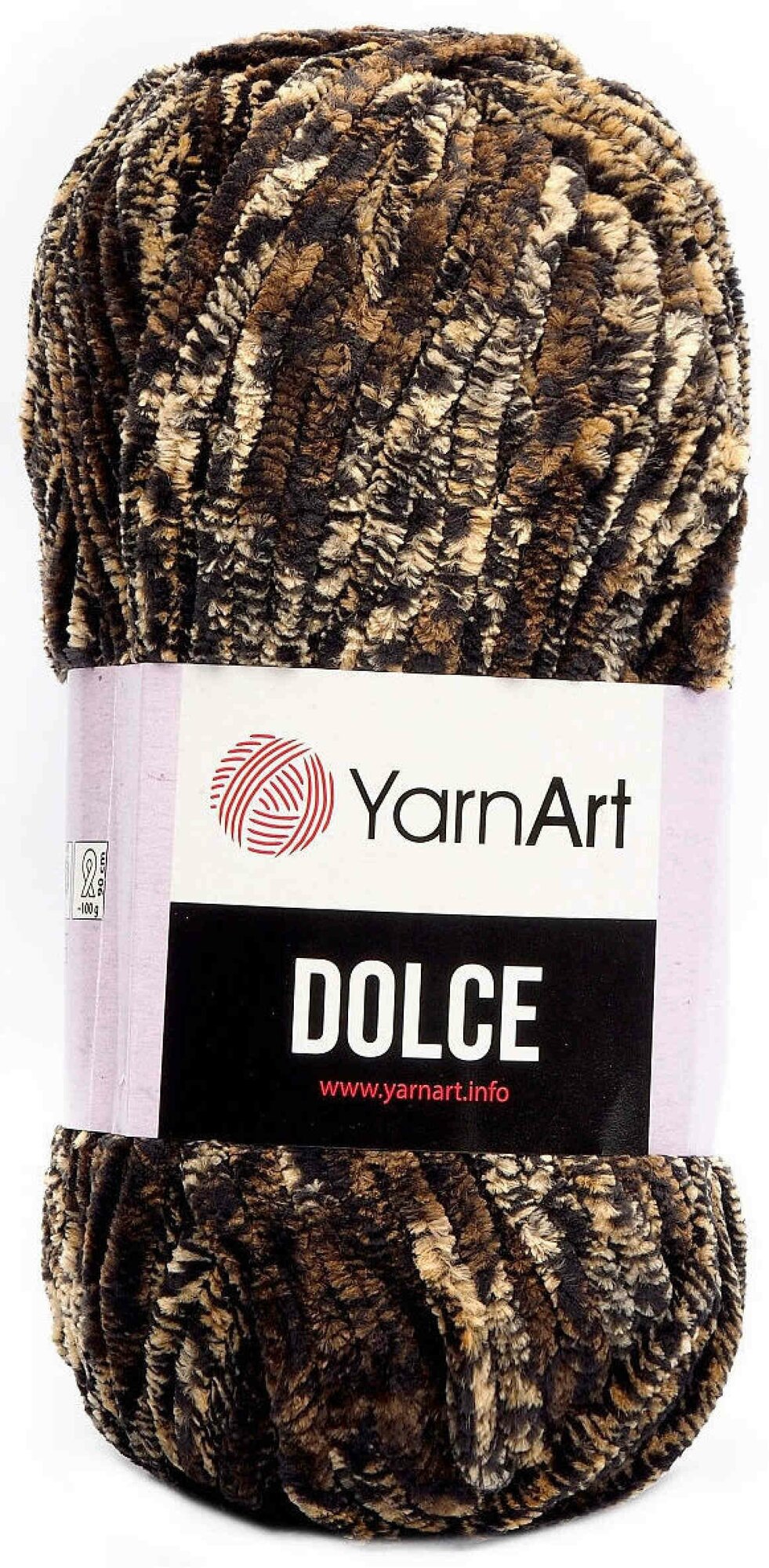 Пряжа YarnArt Dolce коричневый-бежевый (807), 100%микрополиэстер, 120м, 100г, 3шт