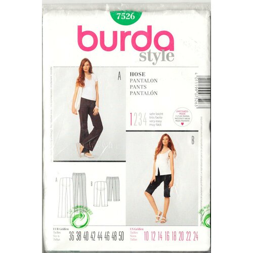 Выкройка Burda 7526 Брюки для будущей мамы выкройка burda 7630 платье для будущей мамы