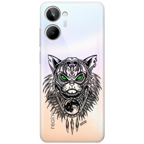 Силиконовый чехол на Realme 10 4G, Рилми 10 4Г с 3D принтом Shaman Cat прозрачный чехол книжка на realme 10 4g рилми 10 4г с 3d принтом shaman cat черный