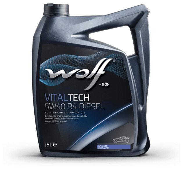 Моторное масло Wolf VitalTech B4 Diesel 5W40 синтетическое 5л