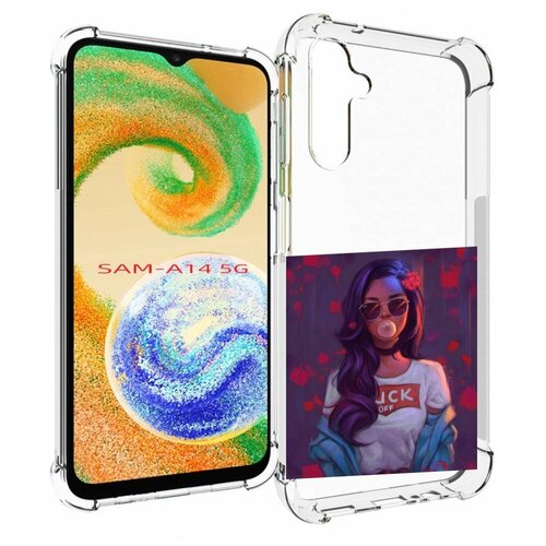 Чехол MyPads девушка-с-жвачкой женской для Samsung Galaxy A14 4G/ 5G задняя-панель-накладка-бампер