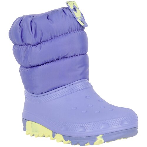 фото Сапоги дутики crocs, classic neo puff boot t, демисезон/зима, эва, размер c6 (22-23eu), голубой, фиолетовый