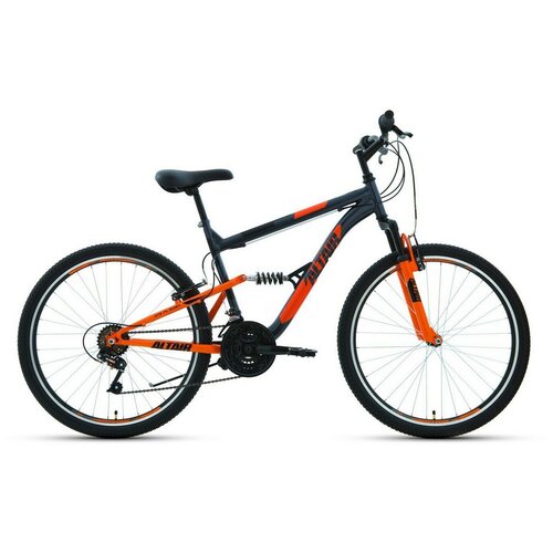 Велосипед ALTAIR MTB FS 26 1.0 (26 18 ск. рост. 18) 2022, темно-серый/оранжевый, RBK22AL26064