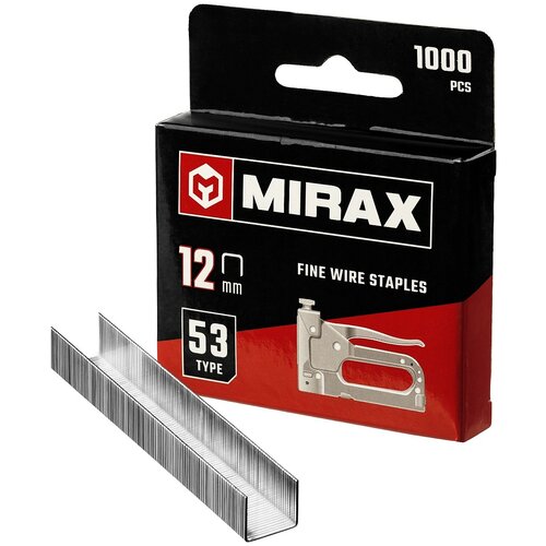 MIRAX узкие 12 мм, тип 53 1000 шт, Скобы для степлера (3153-12)