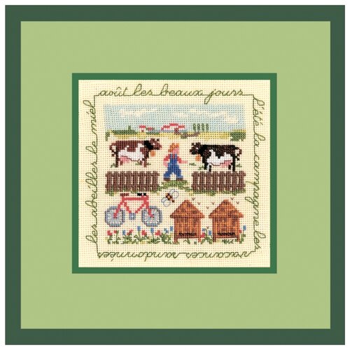 фото Набор для вышивания: aout – la campagne aida coton (aвгуст - деревня) le bonheur des dames, 10,5*10,5 2247