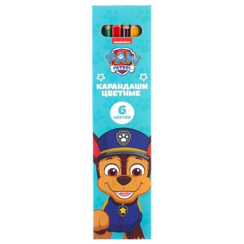 Paw Patrol Цветные карандаши, 6 цветов, трехгранные, Щенячий патруль грузовик paw patrol 1 55 marshall 6063793