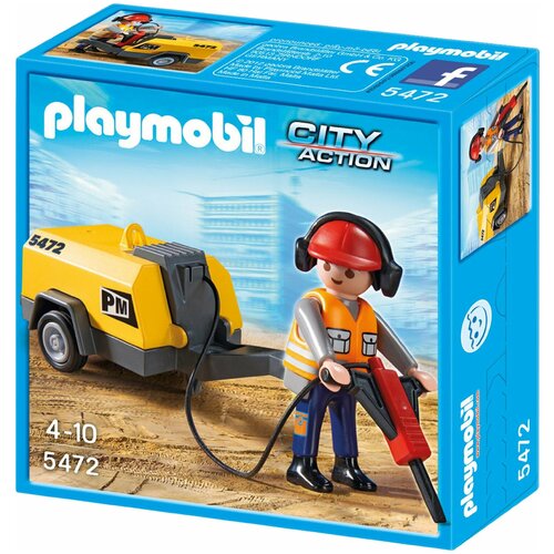 фото Набор с элементами конструктора playmobil city action 5472 строитель с отбойным молотком