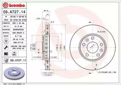 BREMBO BREMBO Диск тормозной BREMBO 09A72711