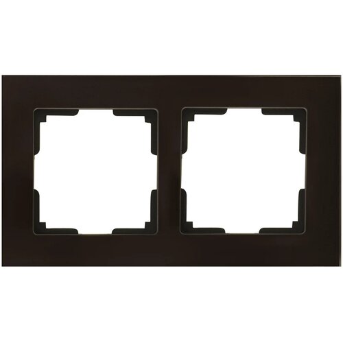 рамка werkel favorit двухместная черная a051439 Рамка для розеток и выключателей Werkel Favorit 2 поста стекло цвет коричневый