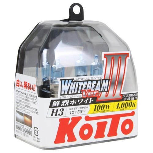 фото Лампа автомобильная галогенная koito whitebeam iii p0752w h3 4000k 12v 55w (100w) 2 шт.