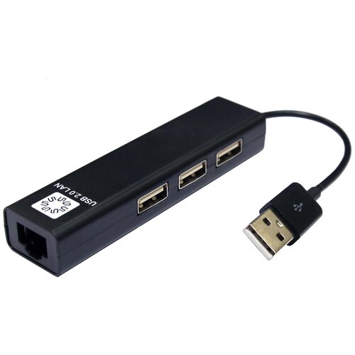 USB-концентратор 5bites UA2-45-06BK, разъемов: 3, черный сетевая карта ethernet адаптер usb lan с хабом на 3 usb 2 0 порта 100 мбит с