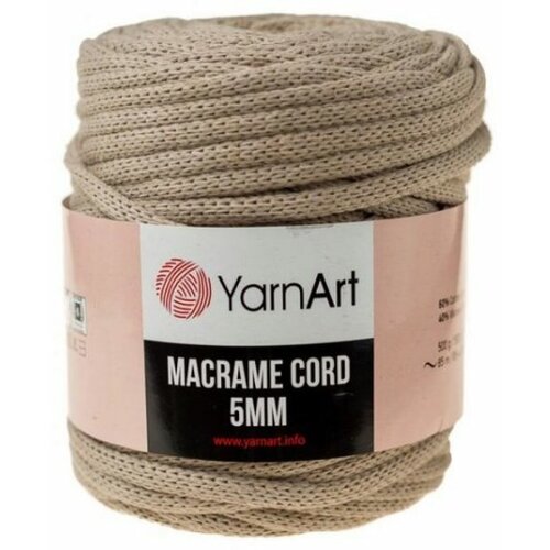 Пряжа YarnArt Macrame cord 5mm какао (768), 60%хлопок/40%полиэстер/вискоза, 85м, 500г, 5шт