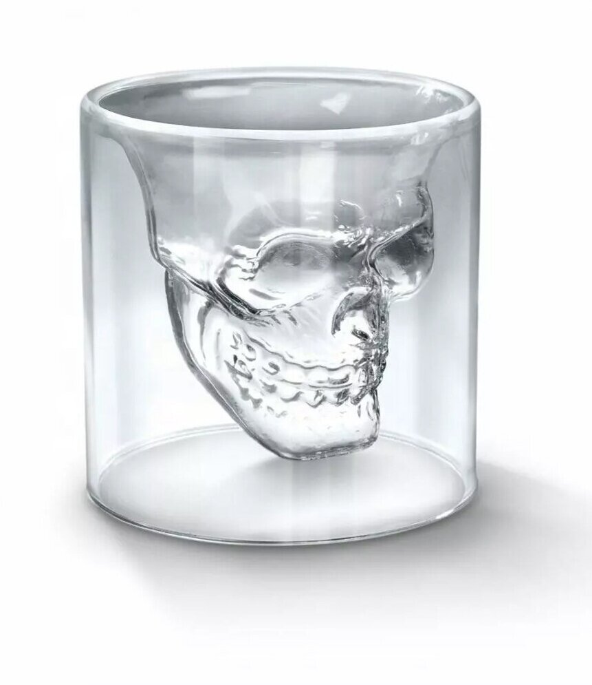 Подарочный стакан с двойными стенками в форме черепа для холодных и горячих напитков, объем 150 мл