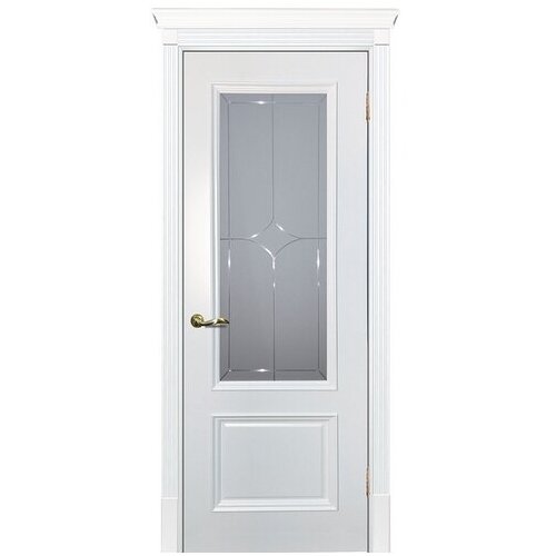 Дверь Смальта 07 до 800*2000 эмаль, Ral9003 Белая, стекло Сатинат гравированное
