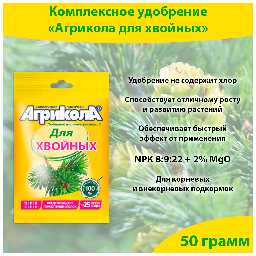 Для хвойных растений, для рододендронов, гортензий, садовой черники, 50 грамм, Агрикола