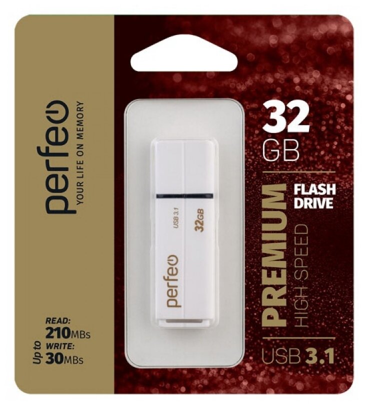 USB флешка 32Gb Perfeo C15 white USB 3.1 Gen 1 (210/30 Mb/s)