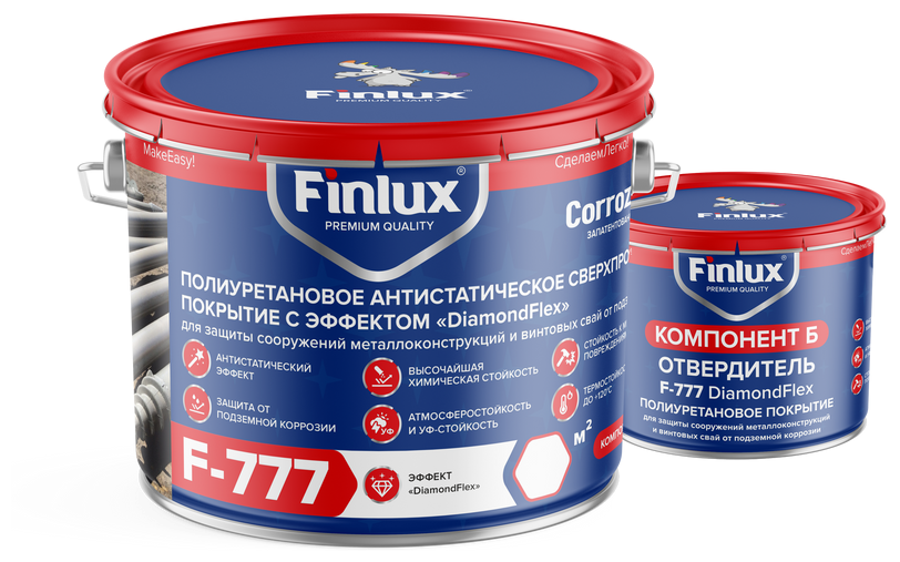 Защитная грунт-эмаль для винтовых свай и подземных металлоконструкций Finlux F-777, RAL 8017, 1,5кг