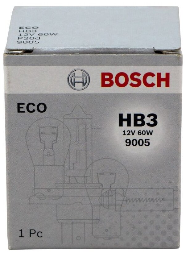 Лампа автомобильная накаливания Bosch Eco 1987302807 HB3 12V 60W P20d