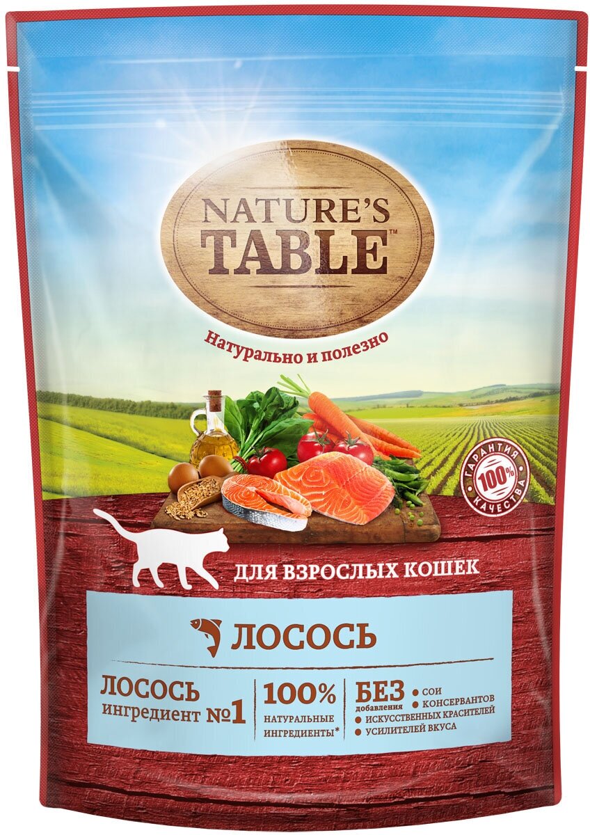 Nature`s Table корм для взрослых кошек всех пород, лосось 650 гр
